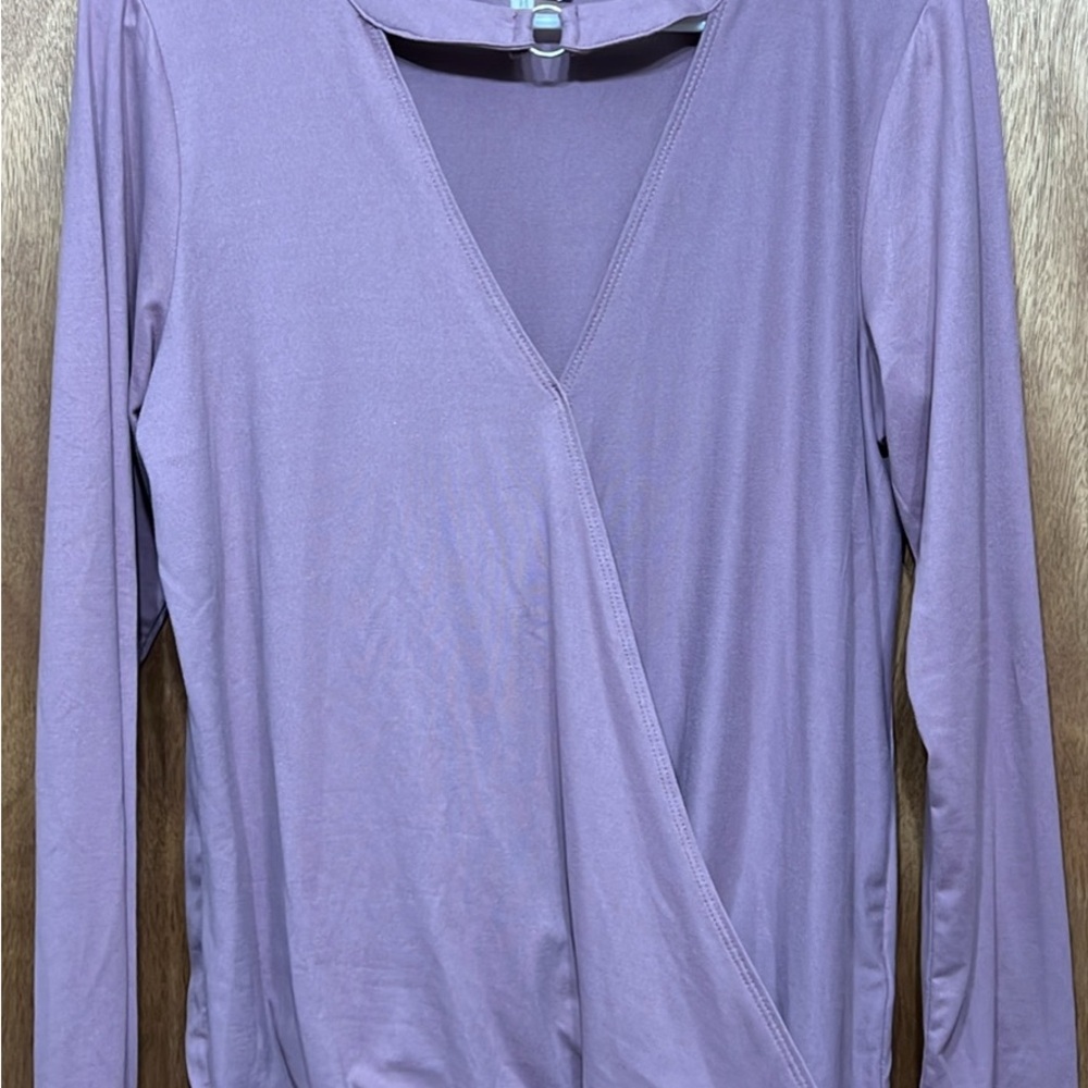 Maurices Purple Wrap Blouse Long Sleeve